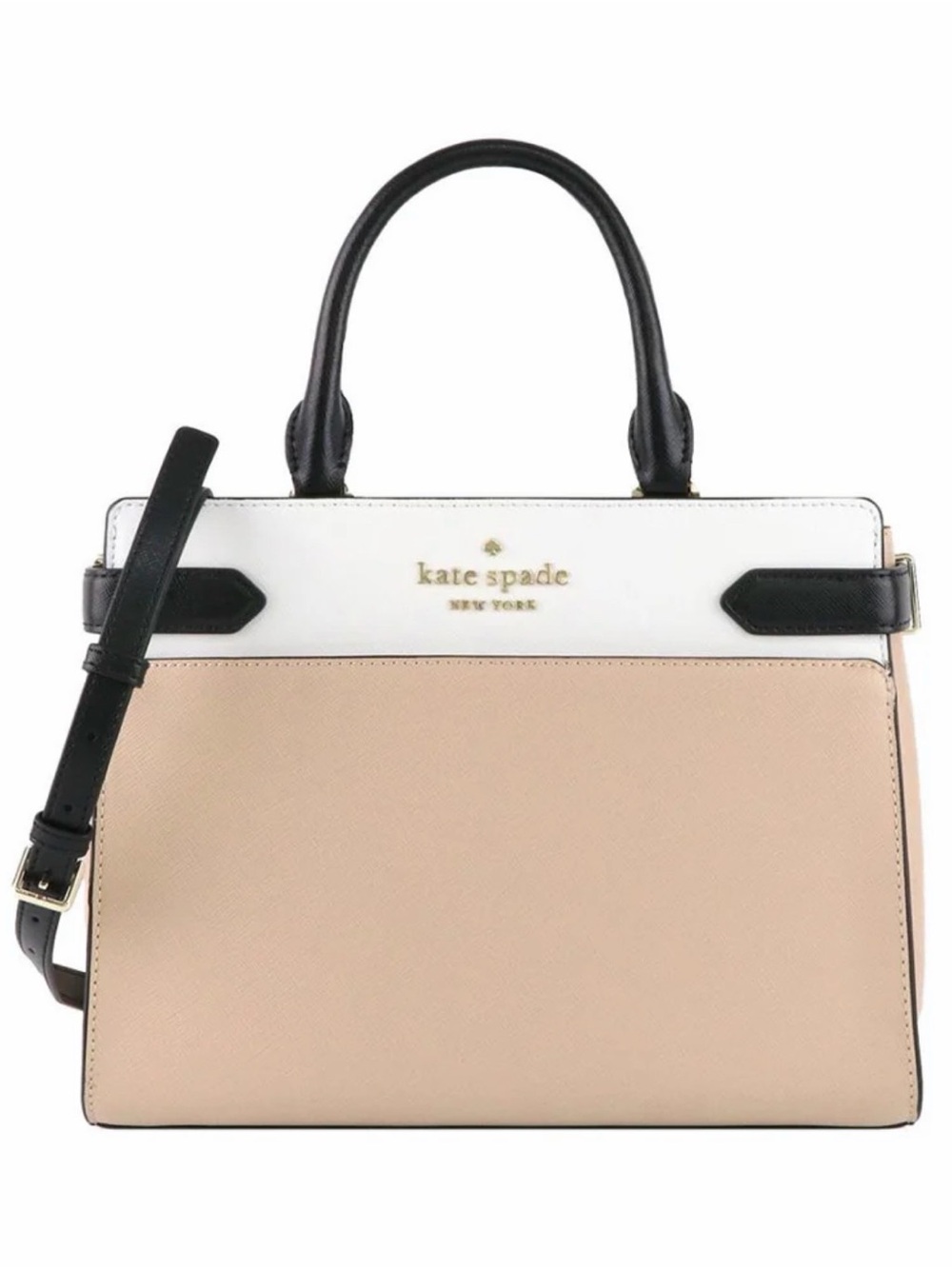 NWOT Kate Spade Staci Colorblock Medium Satchel Warm Beige Multi WKRU6952